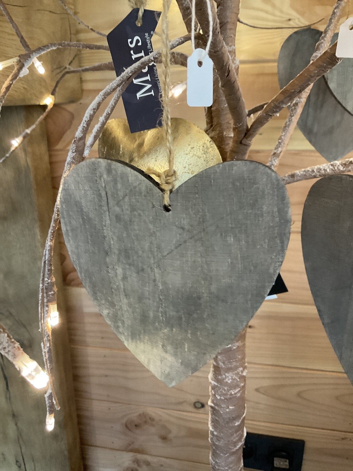 Middelgroot houten hart grijs