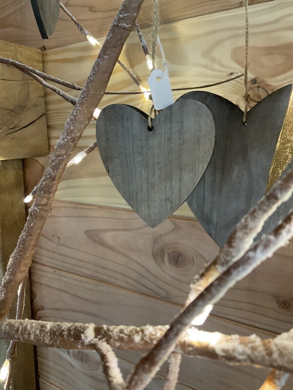 Klein houten hart grijs