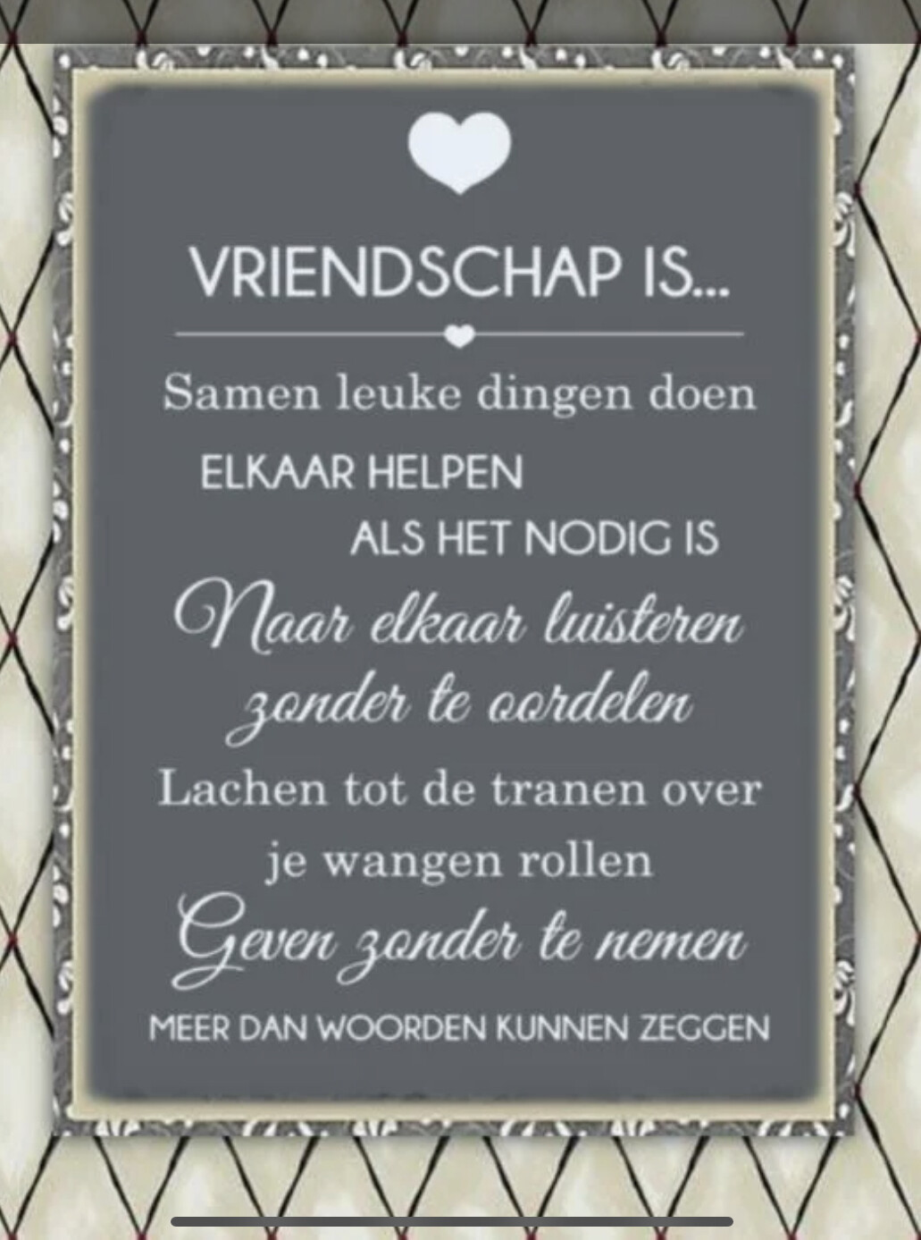 Tekstbordje vriendschap is