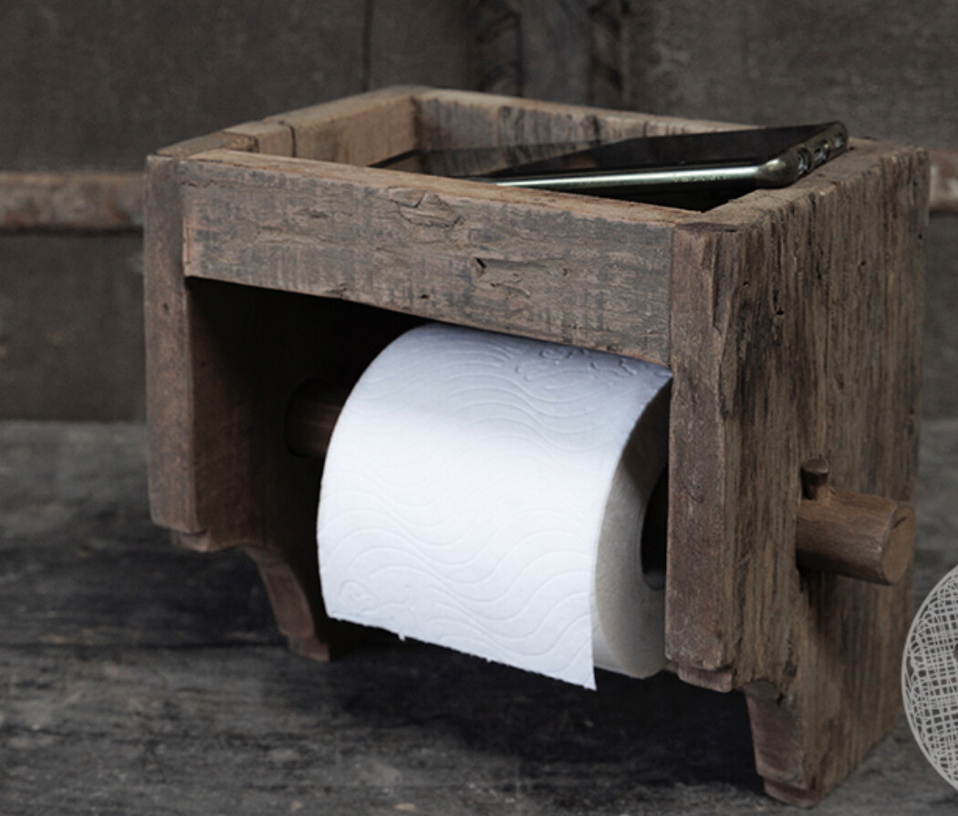 Toiletrolhouder met bakje voor gsm