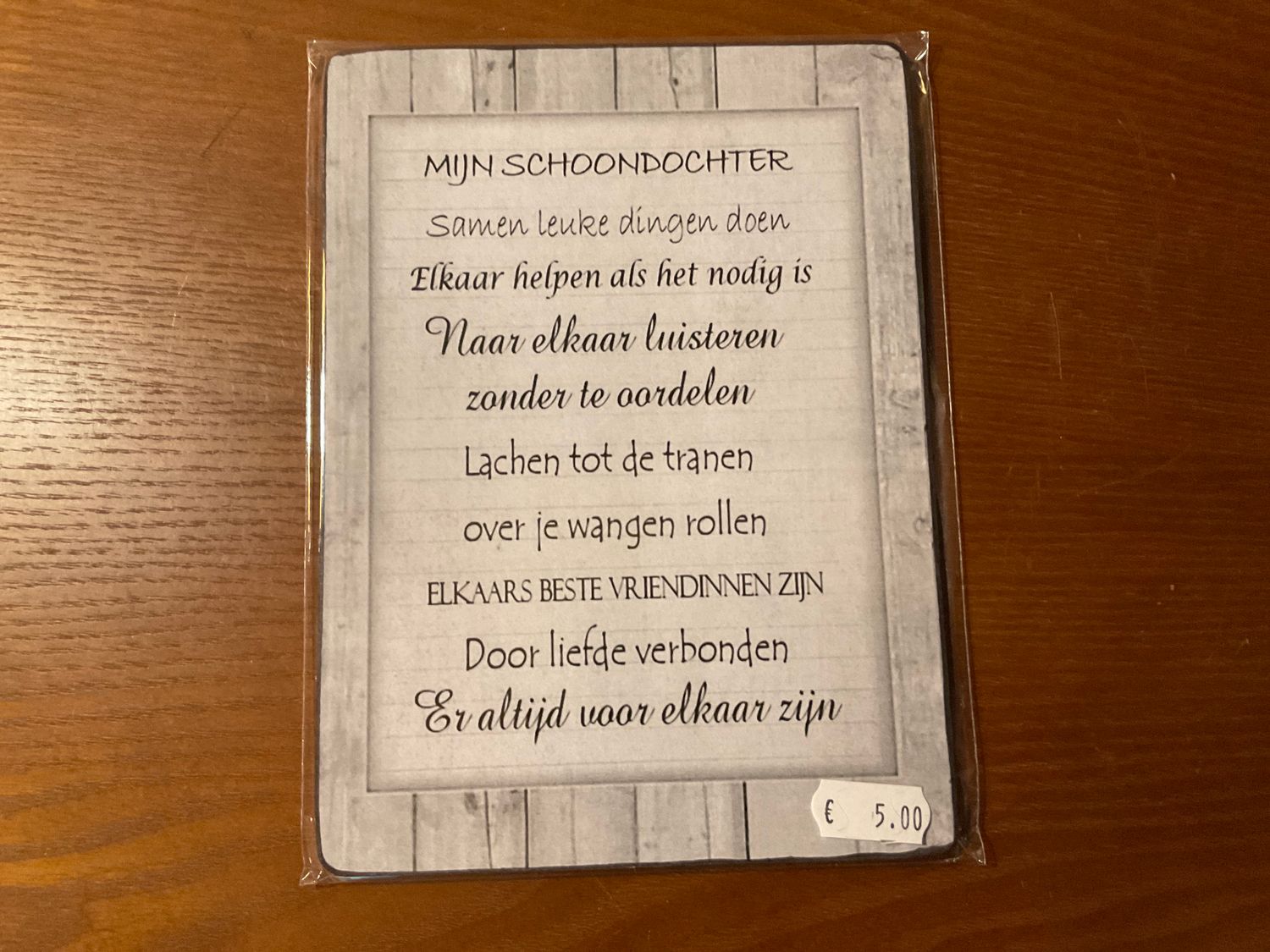 Tekstbordje mijn schoondochter