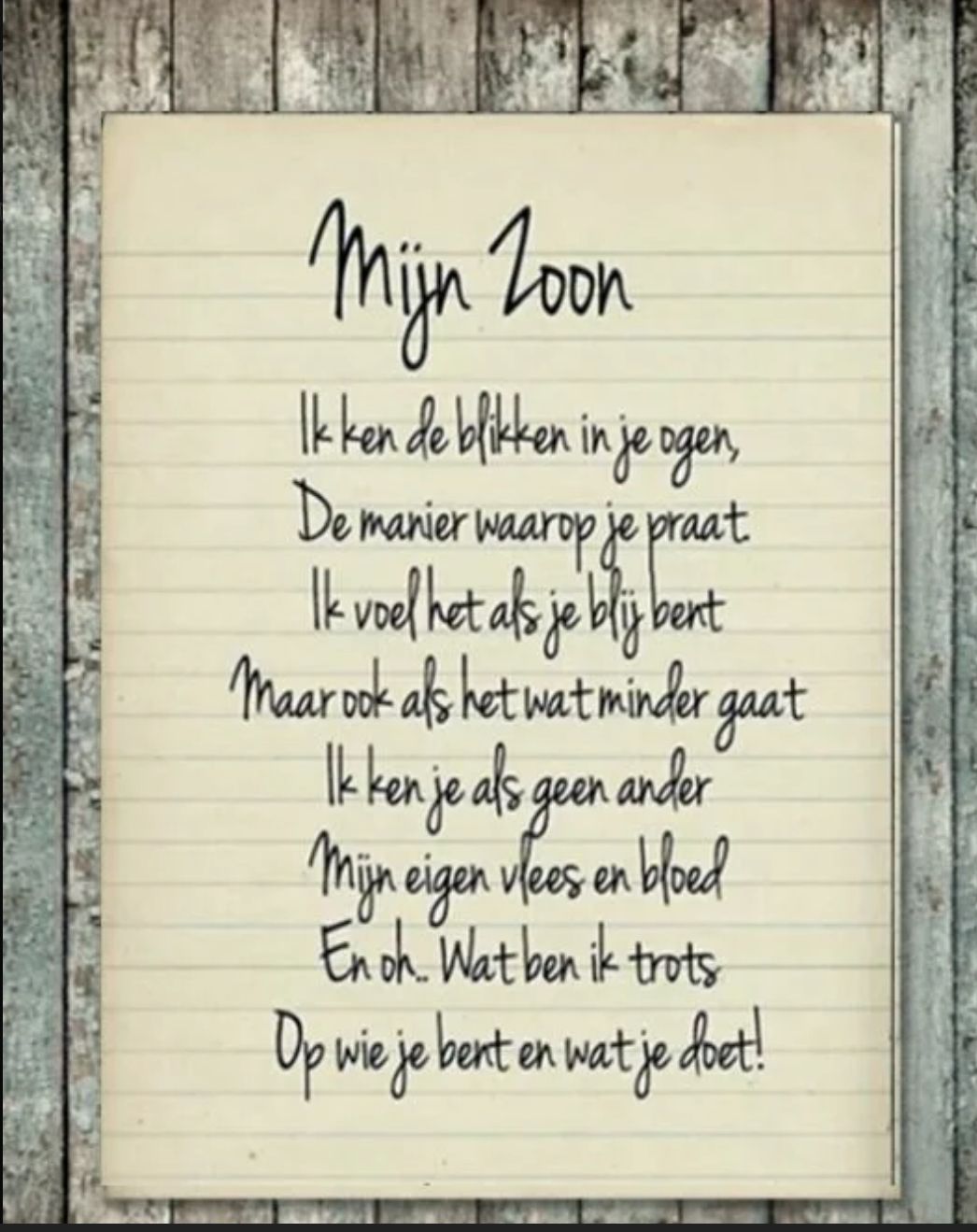 Tekstbordje mijn zoon