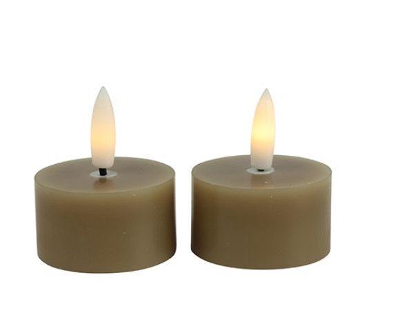 Beige Theelichten setje van 2 op batterijen en met afstandsbediening