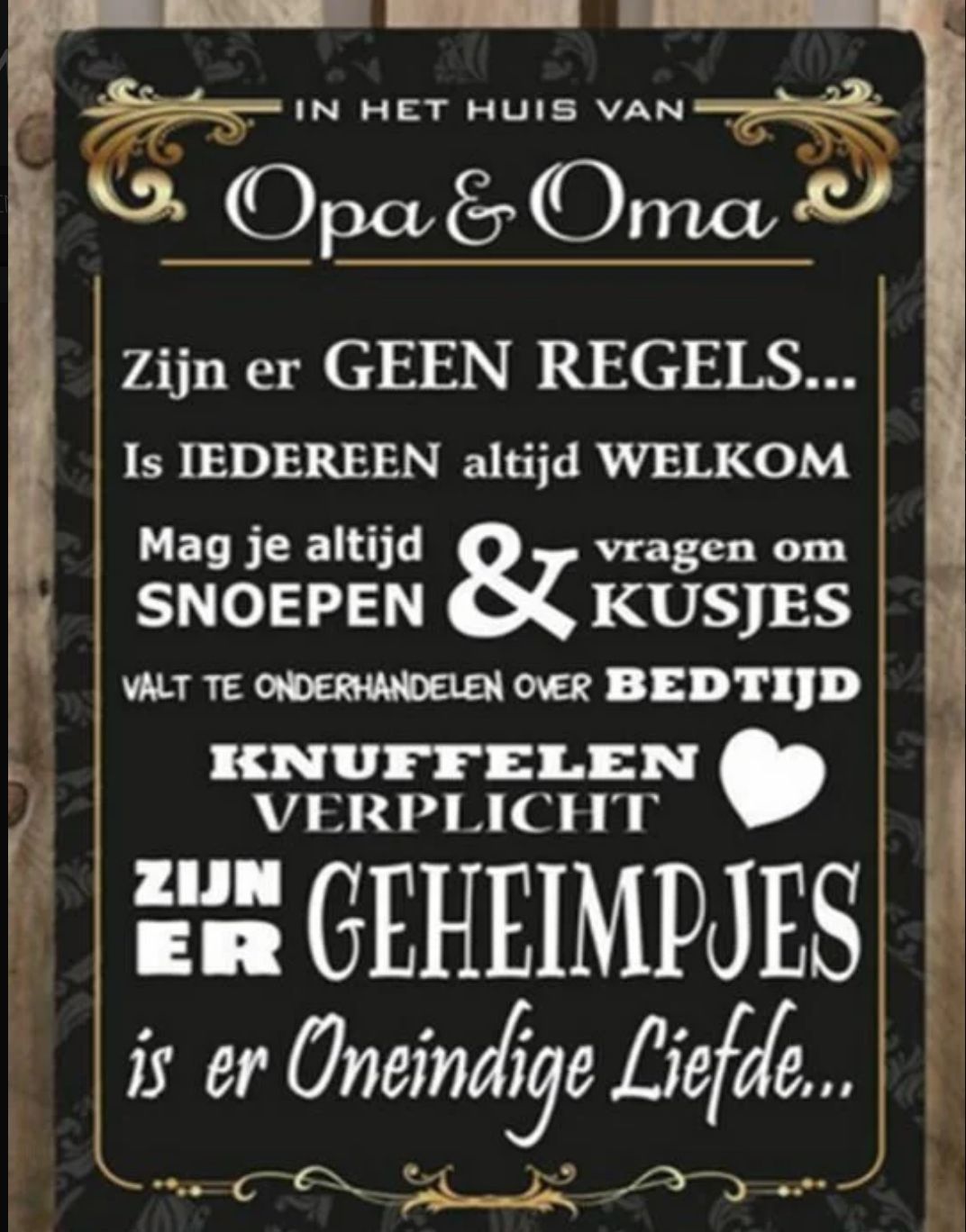 Tekstbordje bij opa &amp; oma