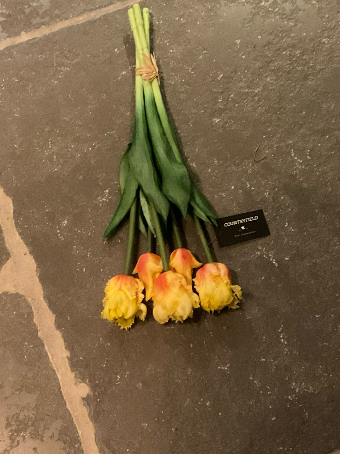 Boeket tulpen per 5 geel - oranje 40cm