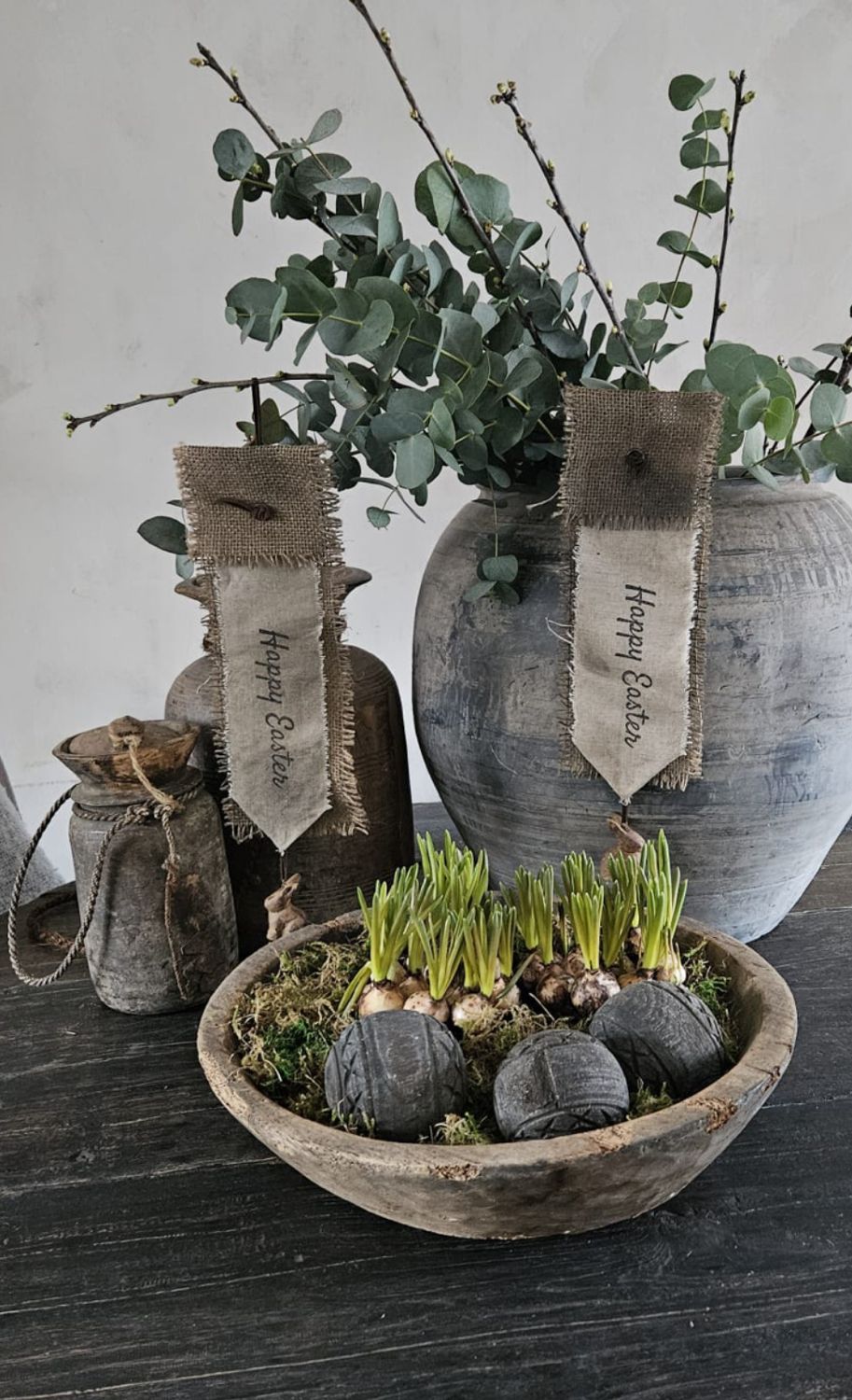 Kort lint happy easter met konijn 12x32cm