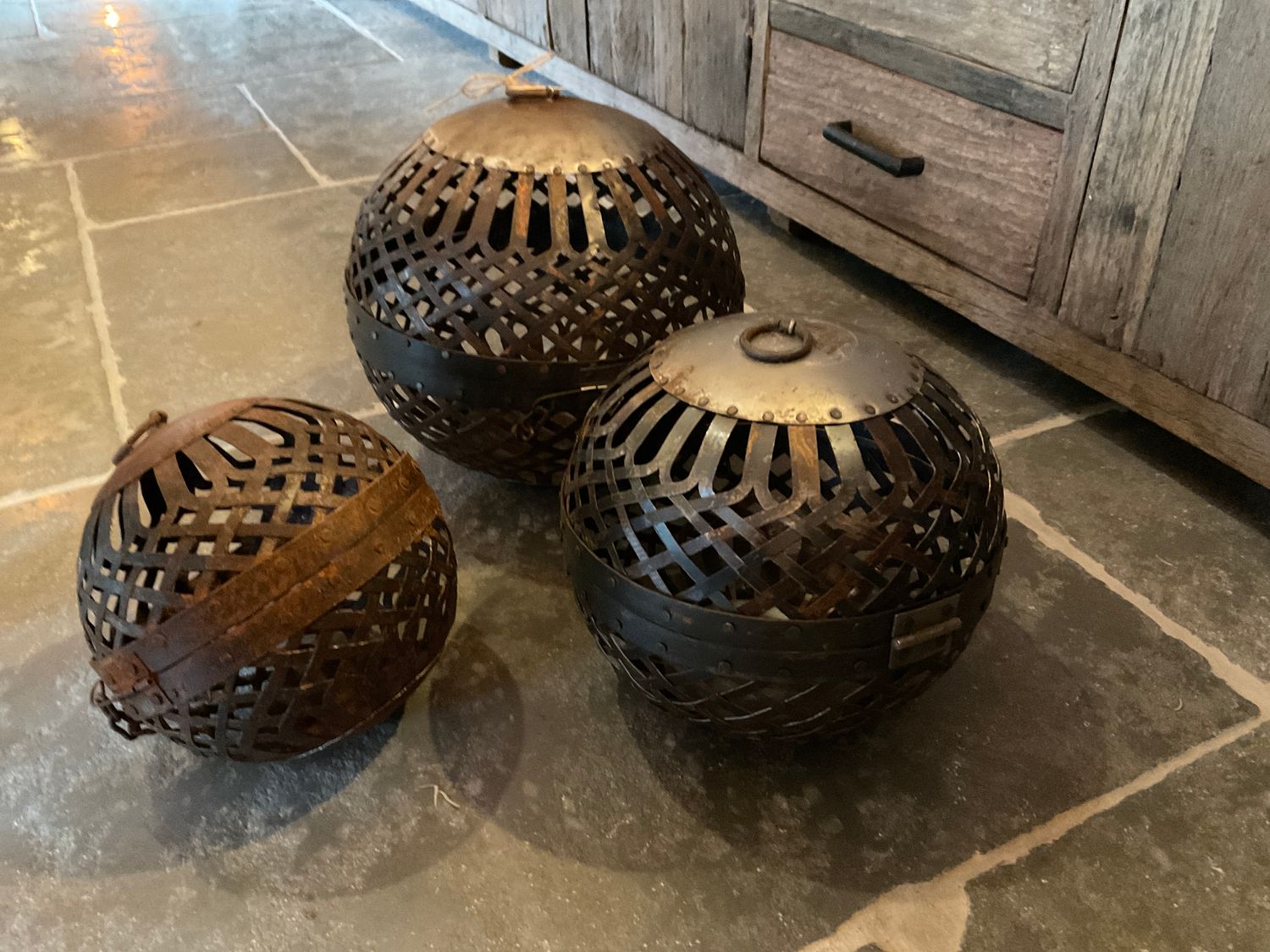 Roeste decoballen set van 3