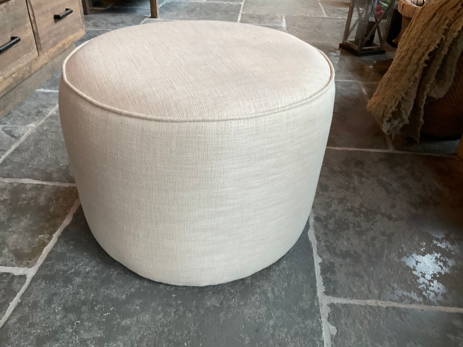 Poef linnen ecru 55x40cm