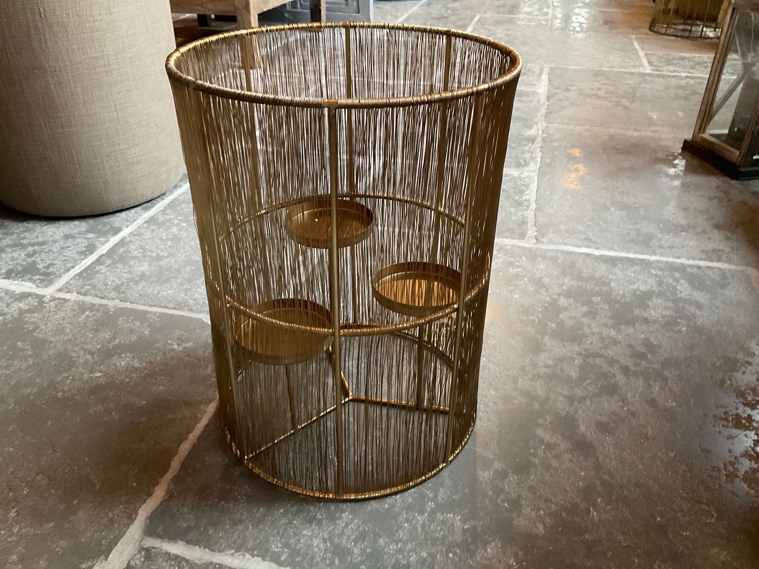 Gouden houder voor 3 kaarsen (klein) 26x35cm