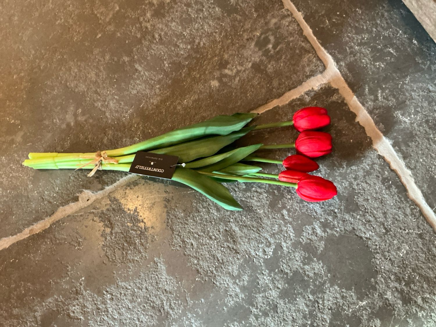 Tulpen rood boeket van 5 lange steel