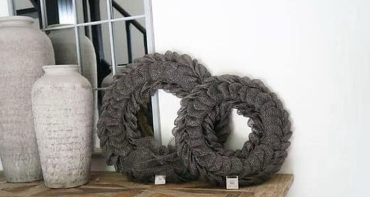 Jute krans grijs 40cm