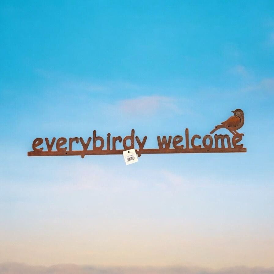Roest wandbord everybirdy welcome