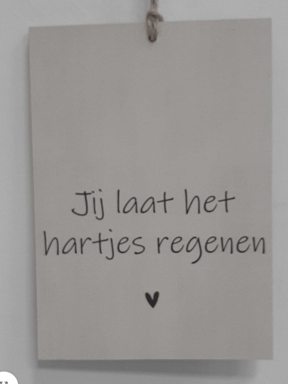 Bordje om op te hangen jij laat het hartjes