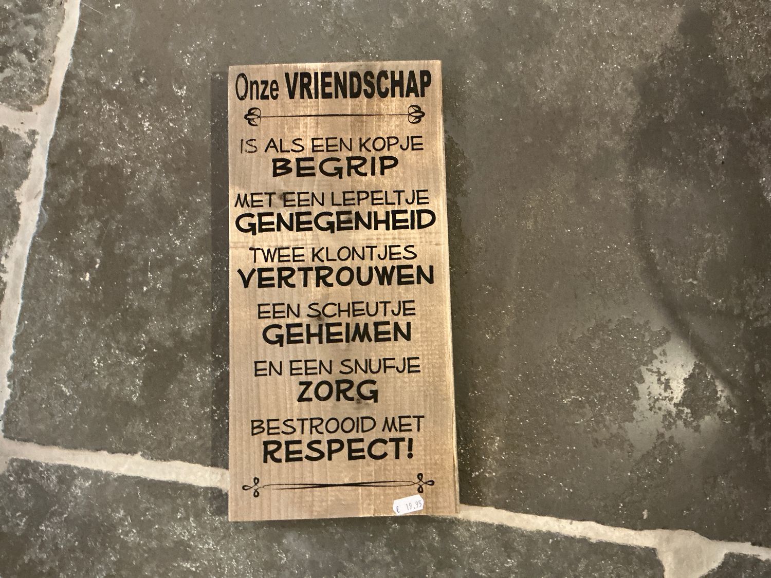 Tekstbord onze vriendschap
