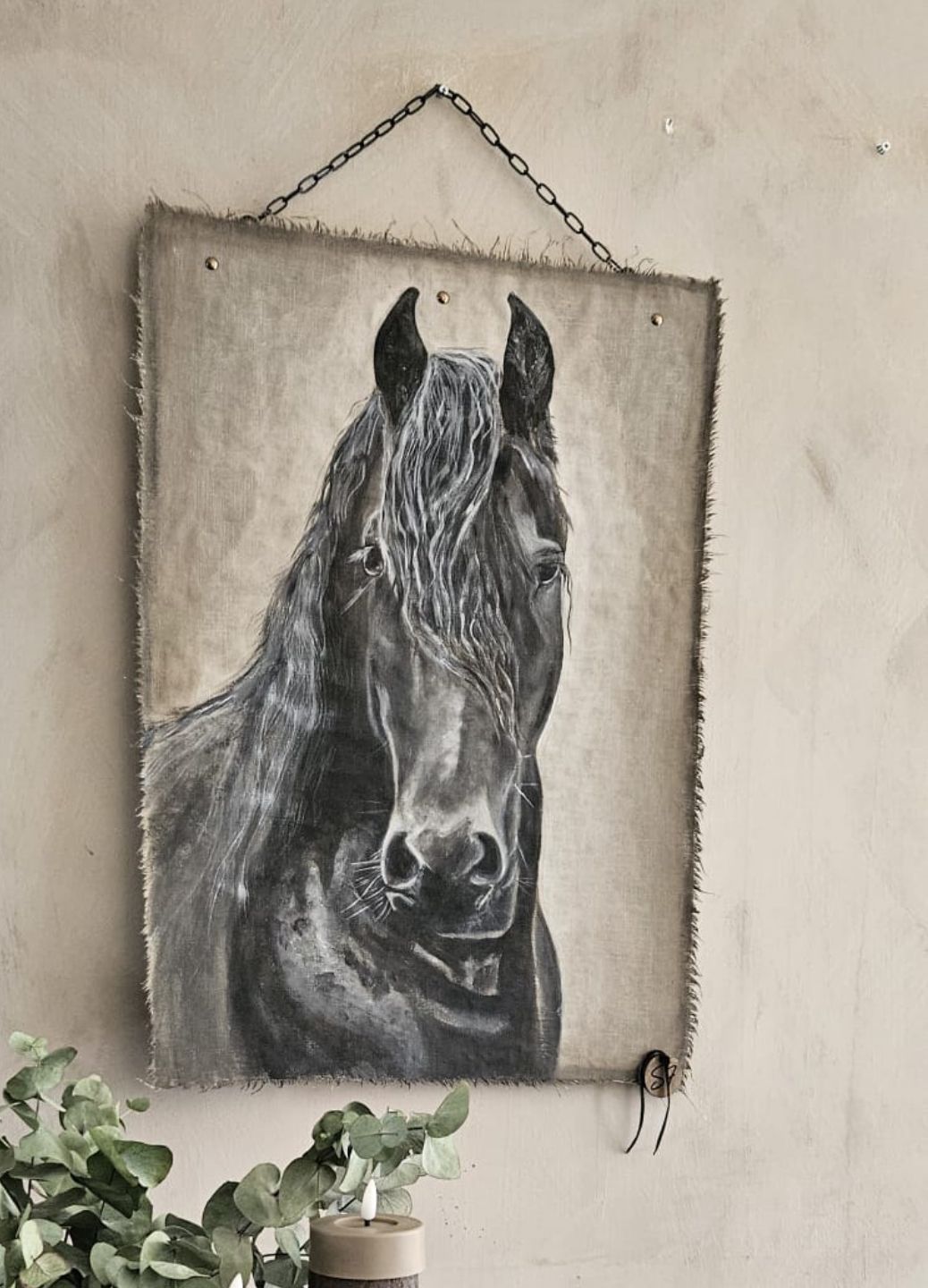 Wanddoek paard 50x70cm