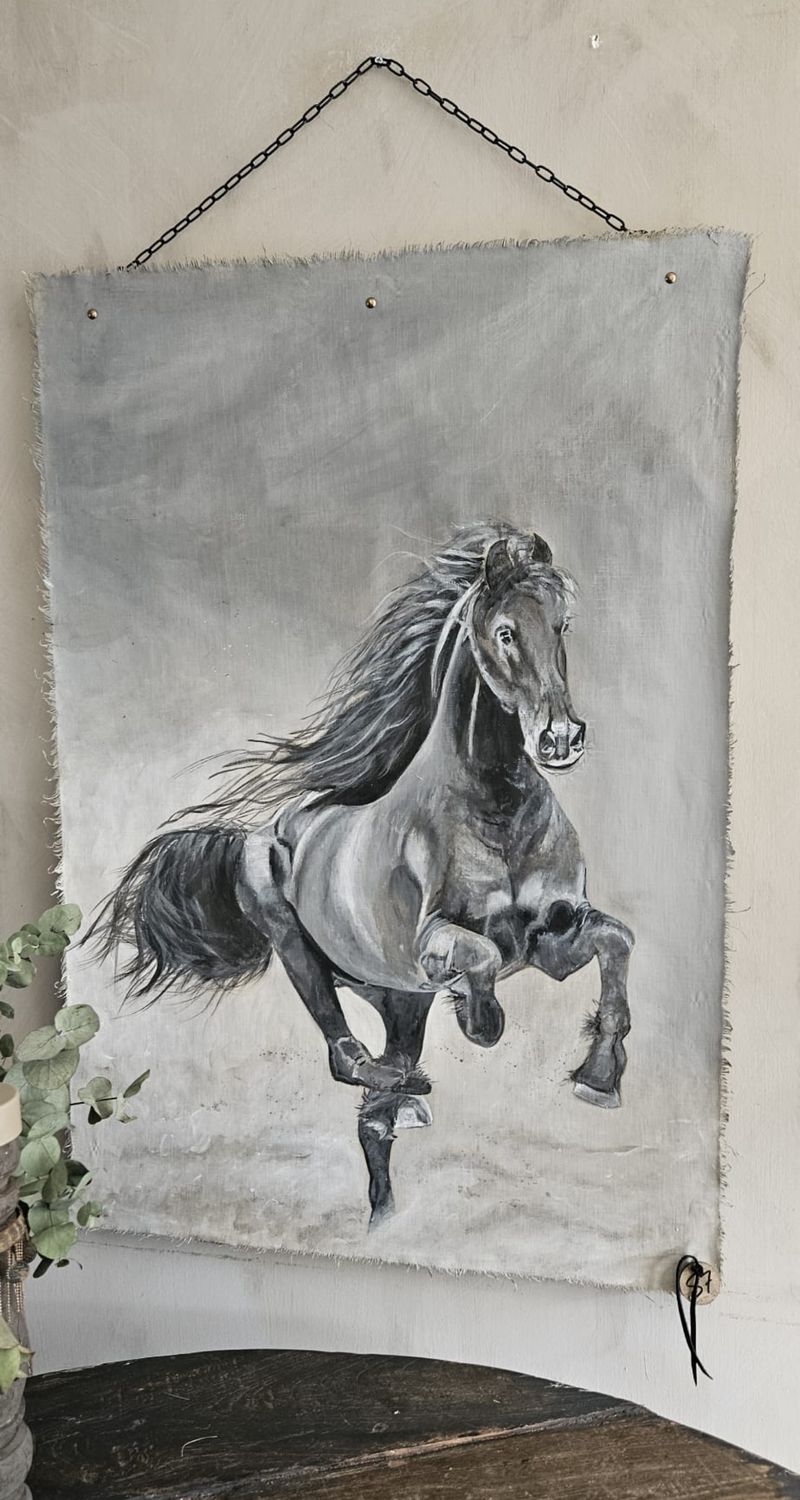 Wanddoek paard 100x70cm