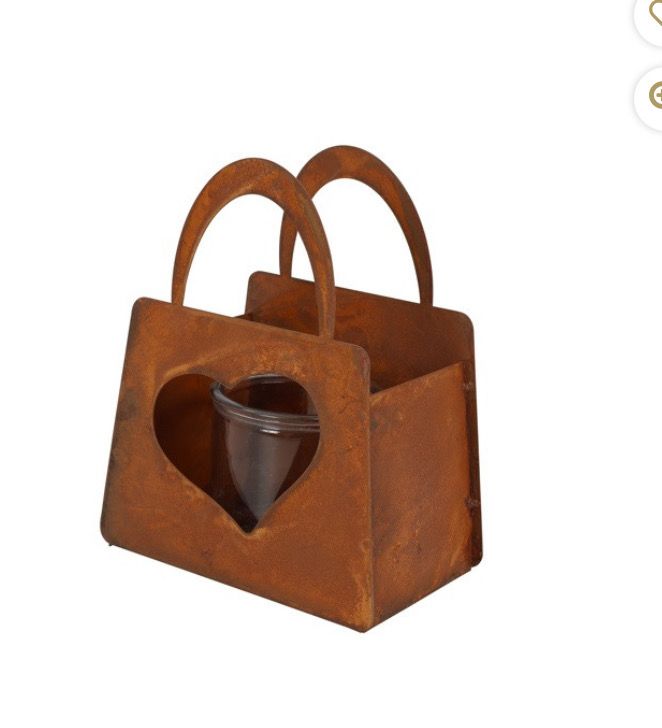 Roeste handtas met glas voor theelichtje
