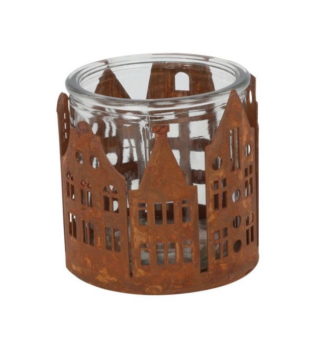 Roest amsterdamshuisje 8x8cm