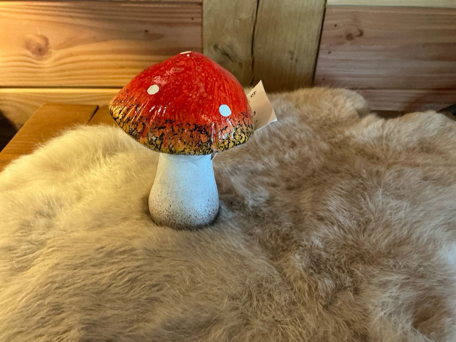 Paddenstoel met rood met witte stippen 12cm