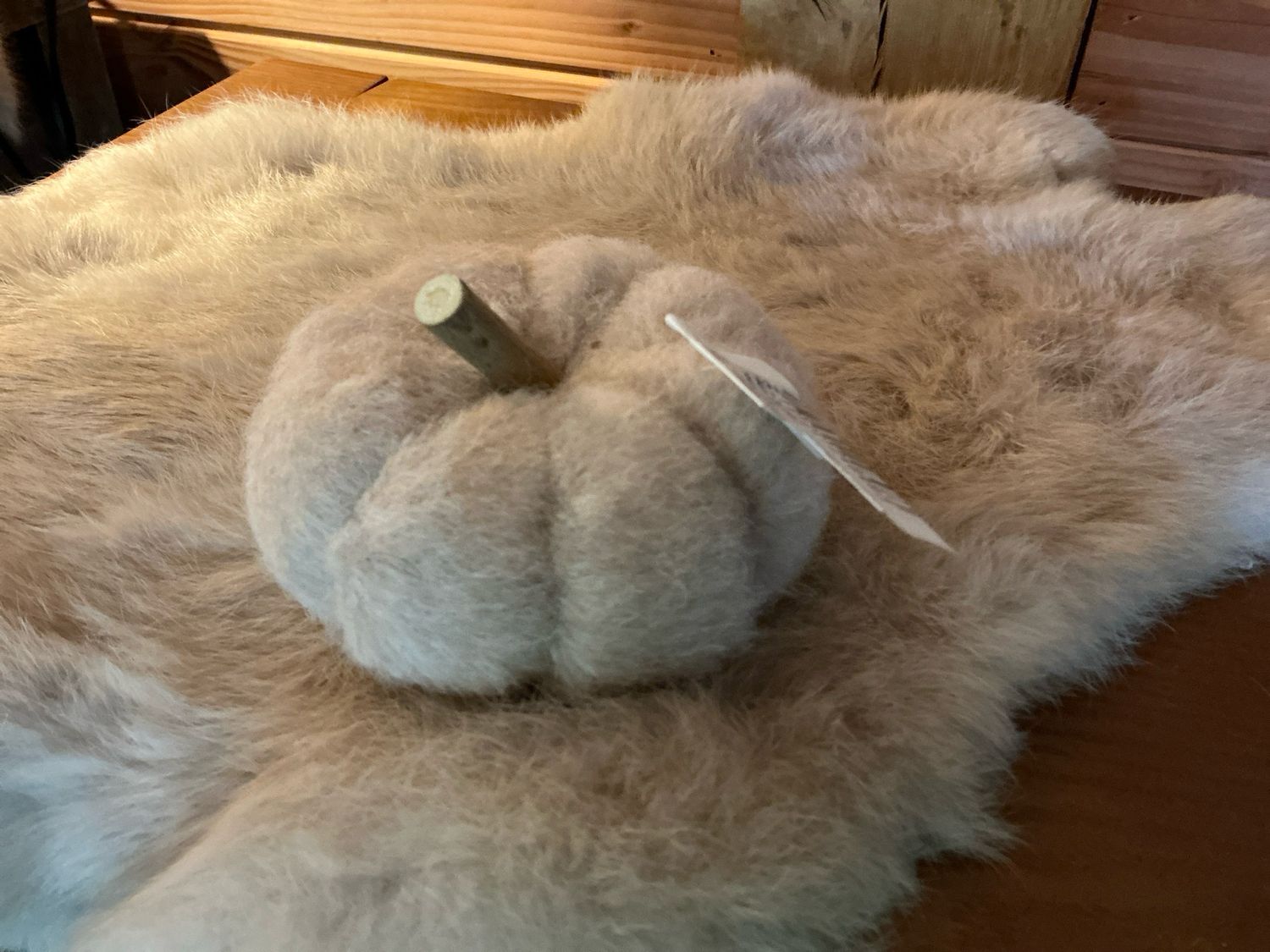 Stoffen pompoen (beige) 10cm