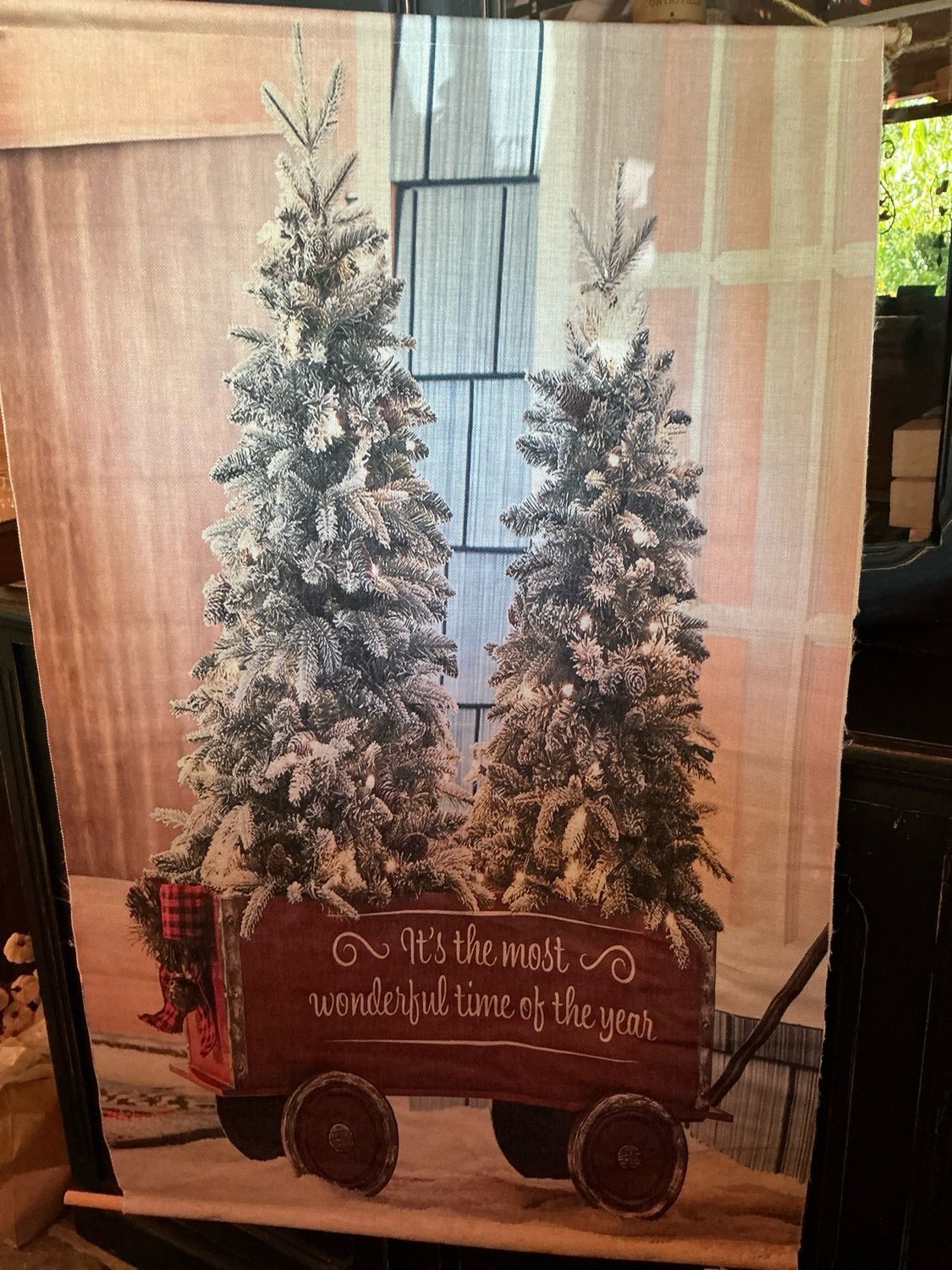 Wanddoek met lampjes op batterijen its the most wonderful time of the year 66x108cm