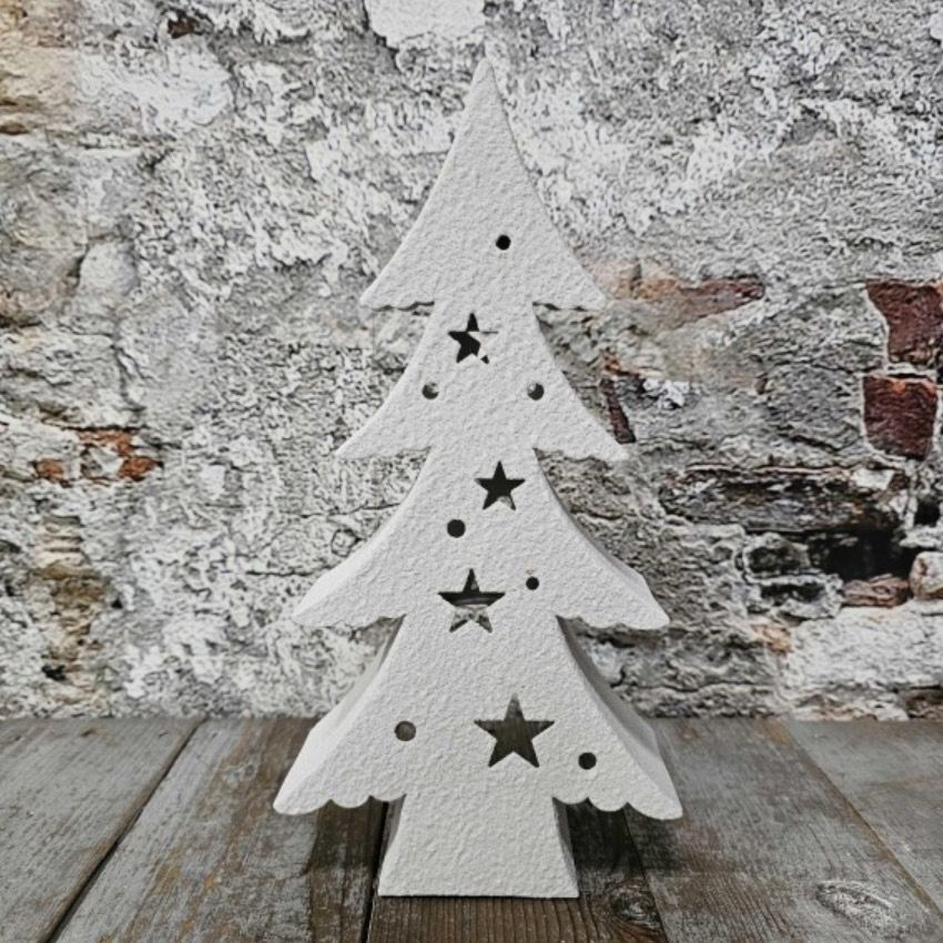 Kerstboom in metaal voor theelichtje 7x28cm