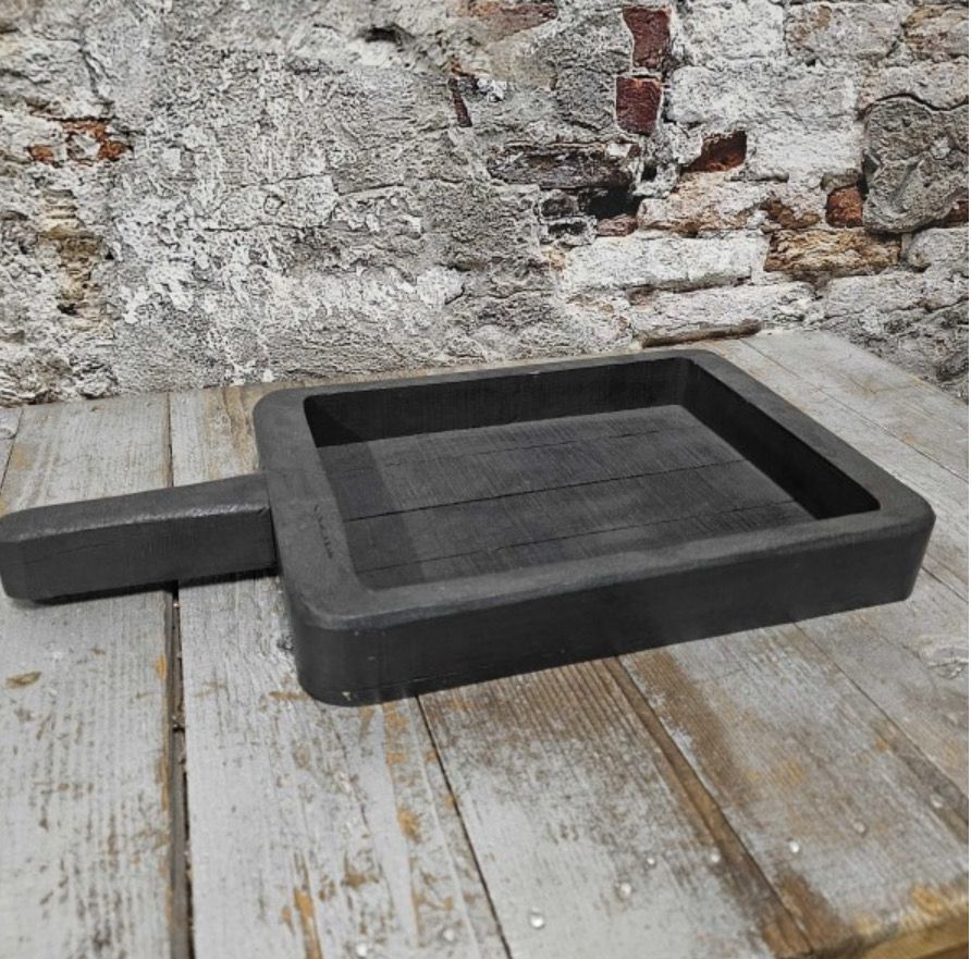 Zwart dienblad met handvat 38x20cm