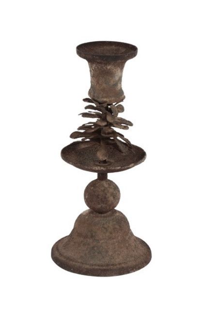 Kandelaar met dennenappel 18cm hoog