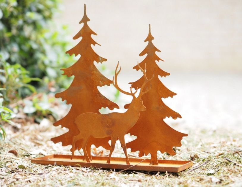Kerstbomen met rendieren 33x35x10cm