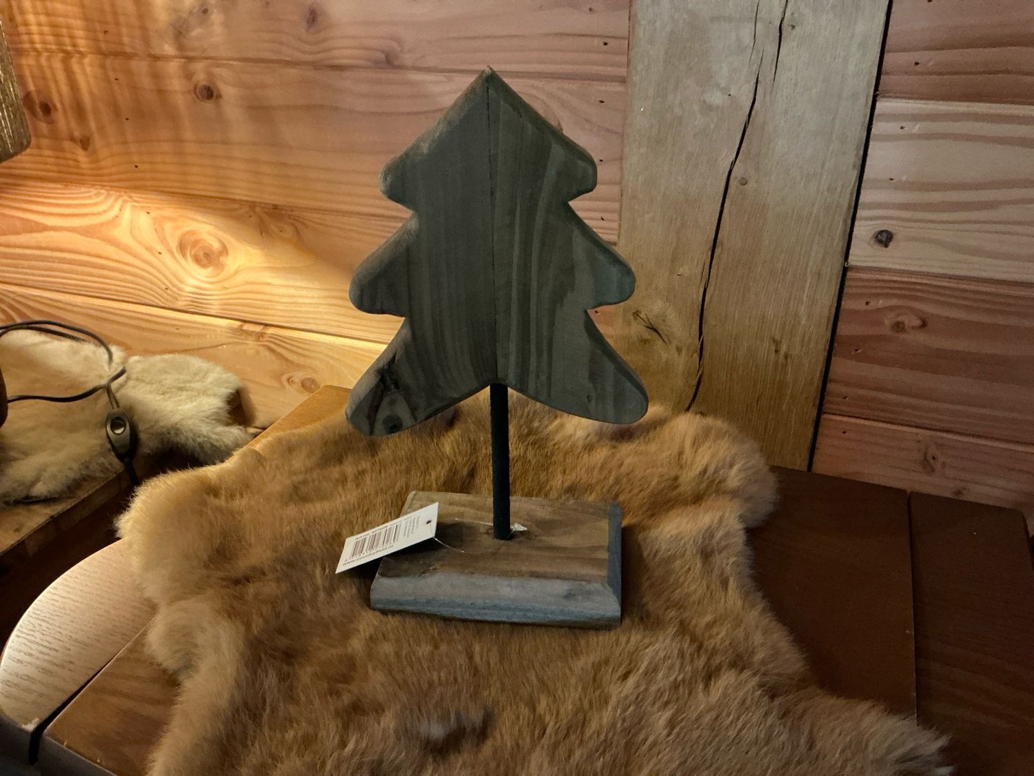 Kerstboom in hout op steel 25cm hoog