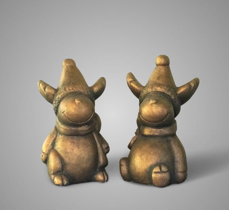 Gouden elandjes setje van 2 8x13cm