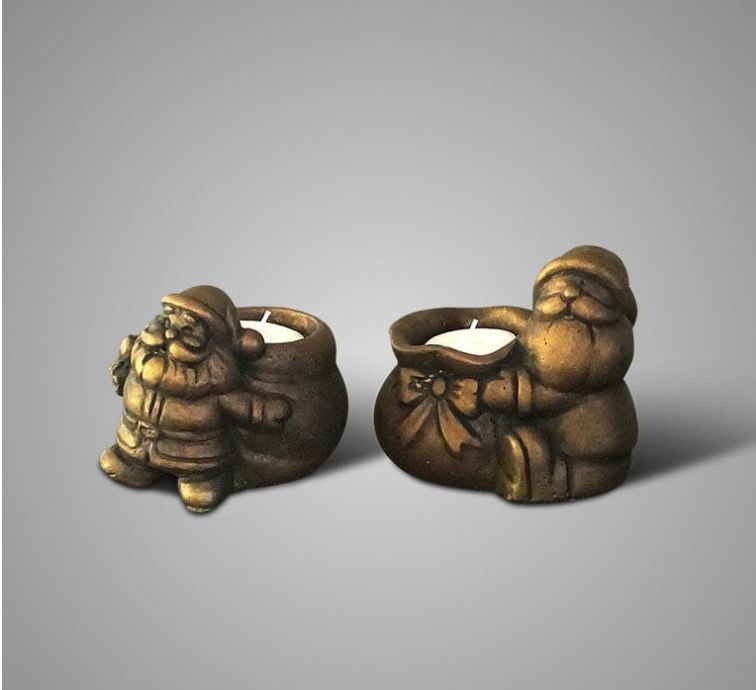 Set van 2 kerstmannetjes voor  theelichtje 12x10cm