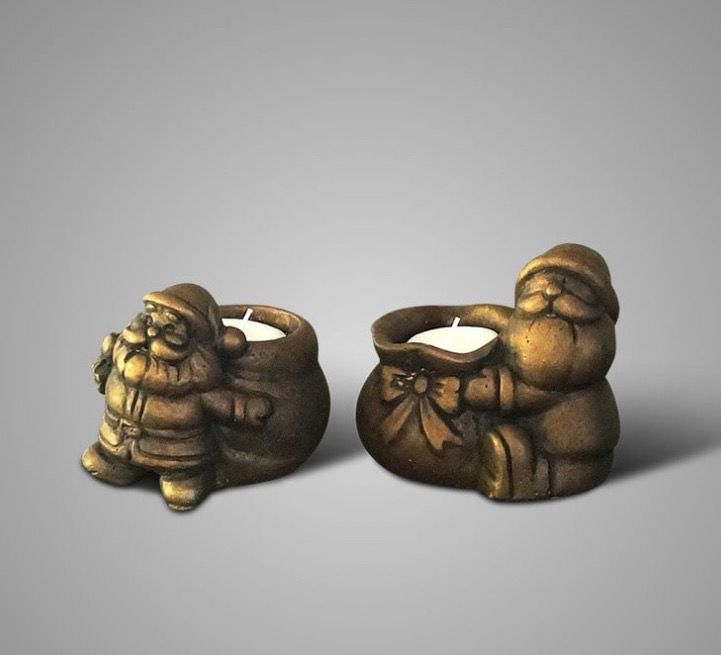 Set van 2 theelichthouders kerstmannen 12x10cm