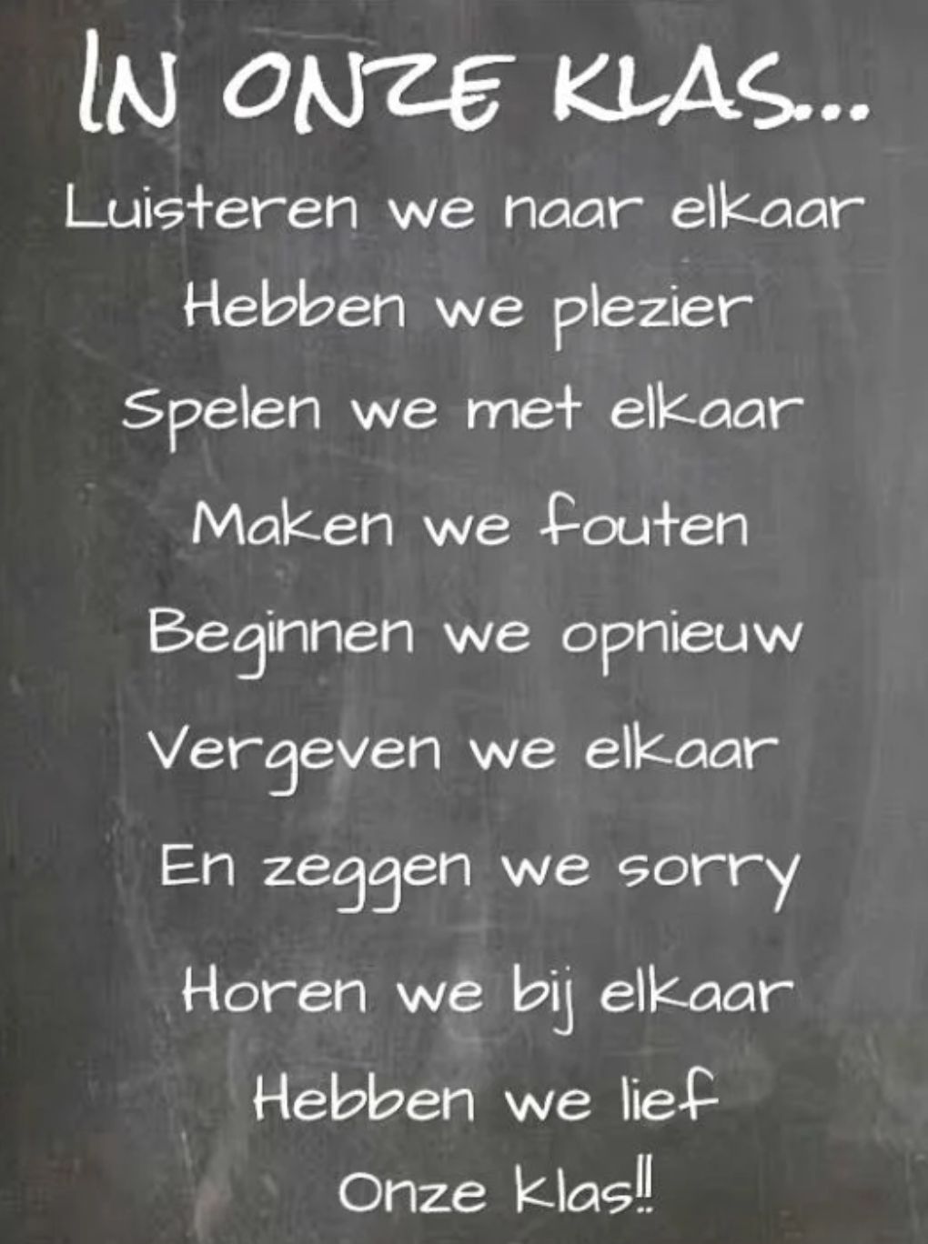 Tekstbordje in onze klas