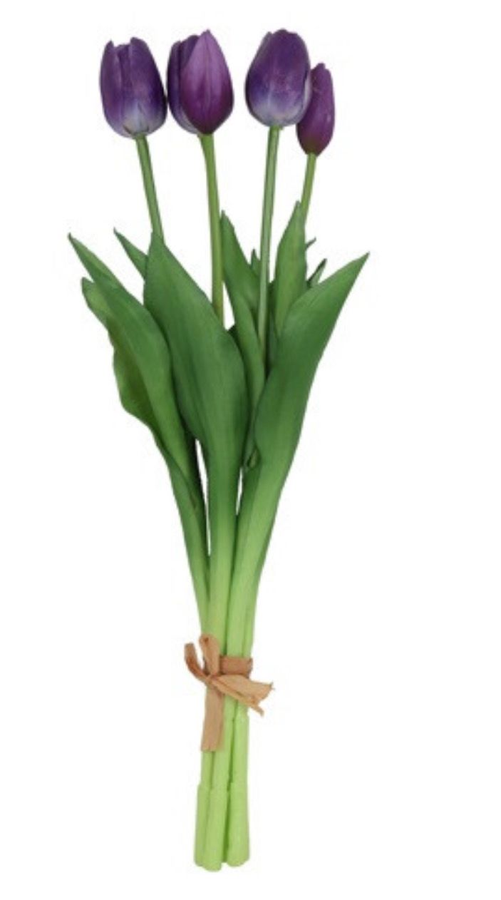 Boeket van tulpen 5 purper 41cm
