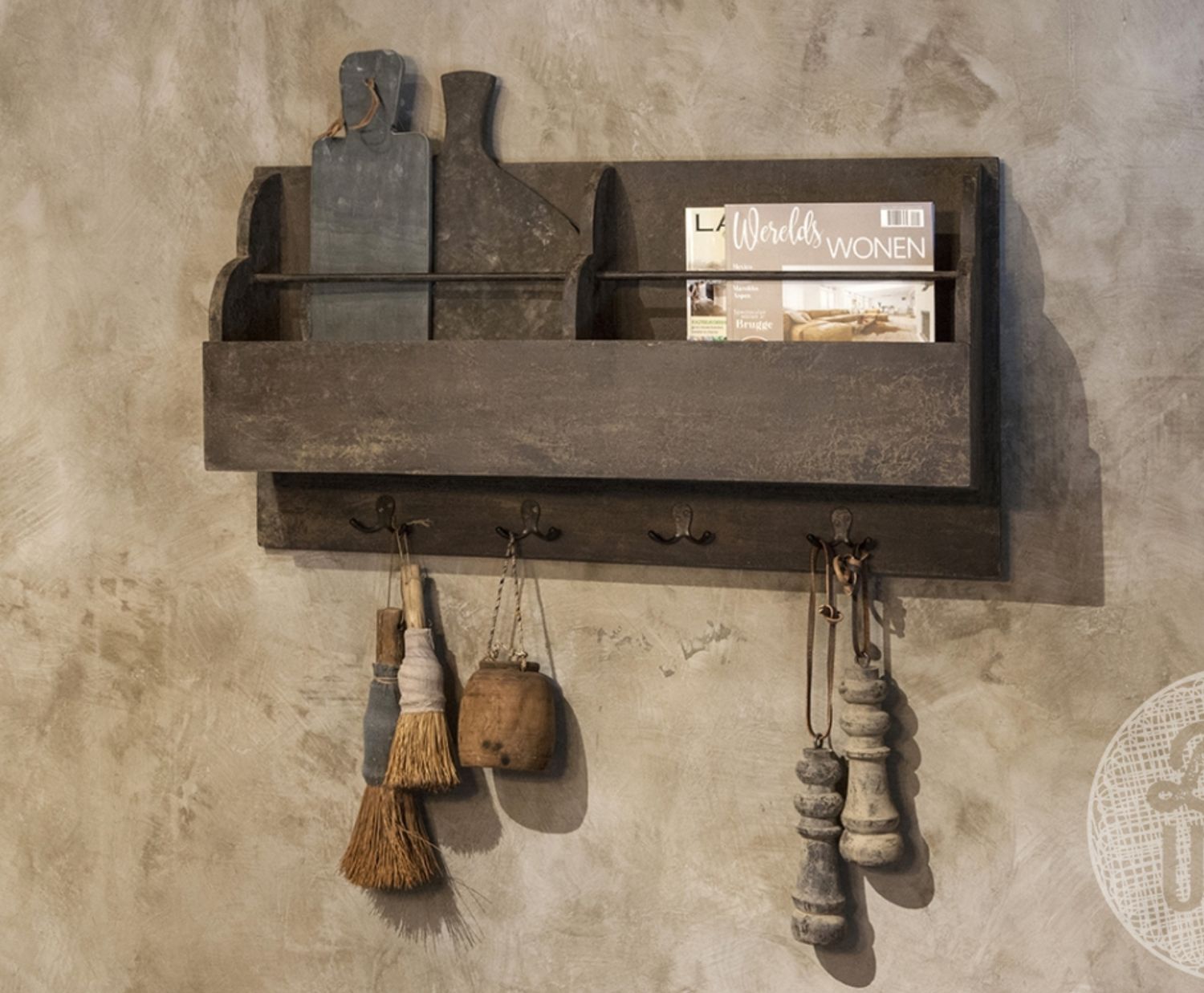 Kapstok lectuurbak Afmeting ca. (HxBxD) 48x90x19 cm