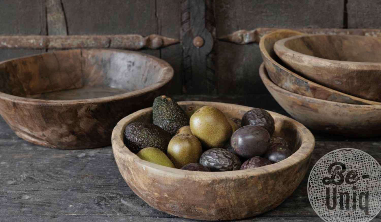 Originele houten schaal Afmeting ca. (HxBxD) 8x34x34 cm