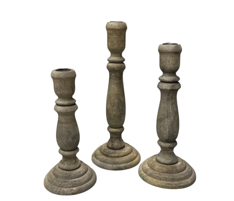 Set van 3 kandelaren hoogte 26 , 31 en 36cm