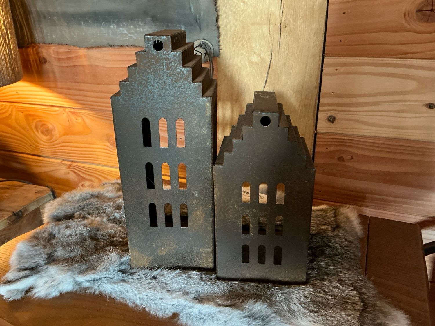 Roest huisje voor theelicht 9,5x24,5cm