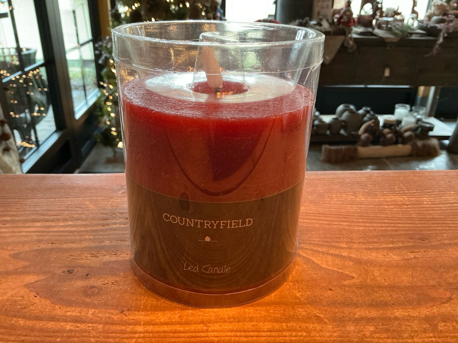 Rode stompkaars 10x10cm met timer en of afstandsbediening