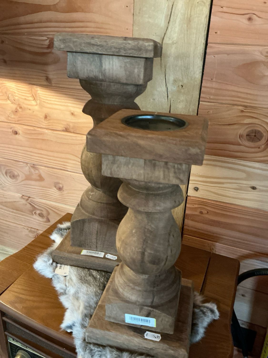 Kandelaar in hout 16x35cm