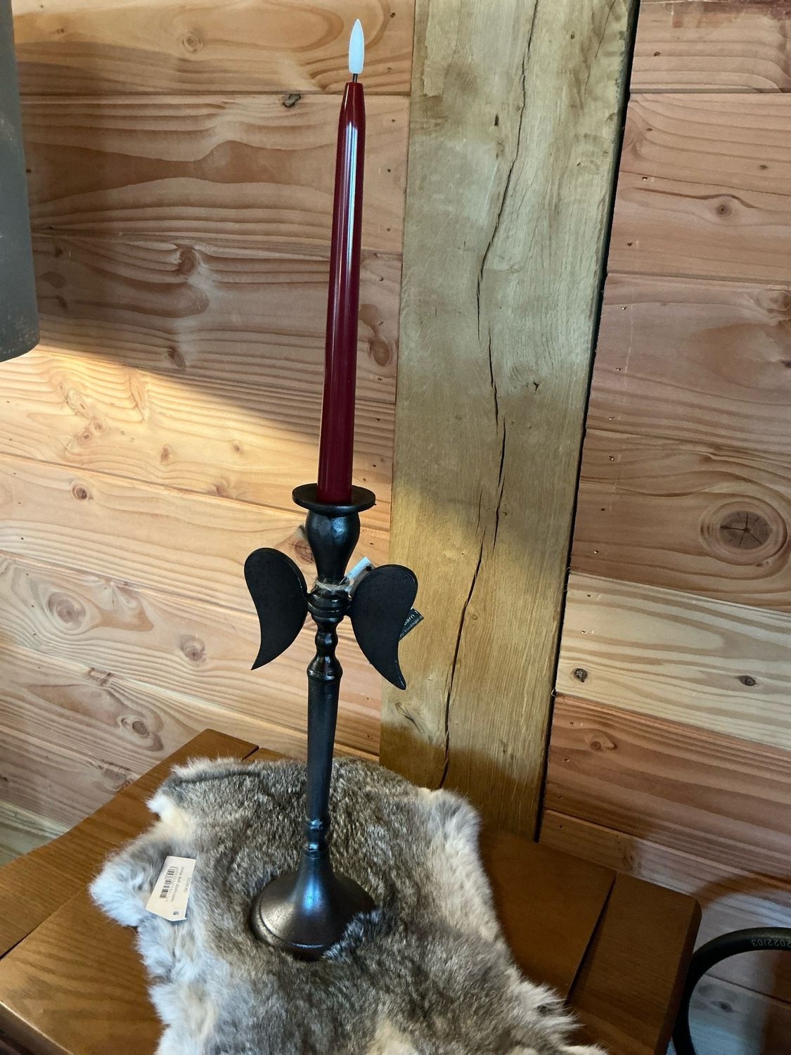 Zwarte metalen kandelaar met engelen vleugels exclusief kaarsen