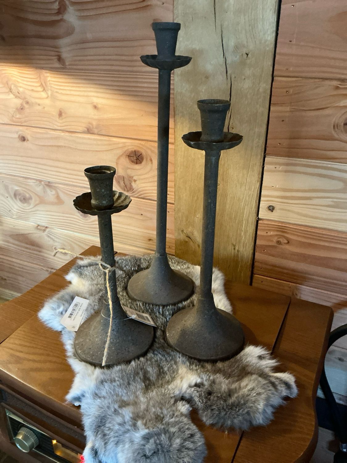 Set van 3 Roeste kandelaars 26, 32 &amp; 40cm voor Dinerkaarsen