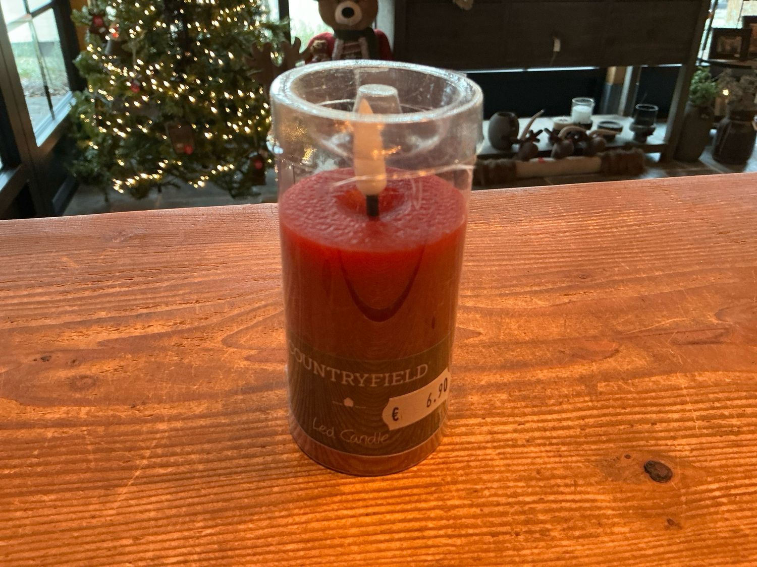 Led stompkaars donkerrood met timer of afstandsbediening