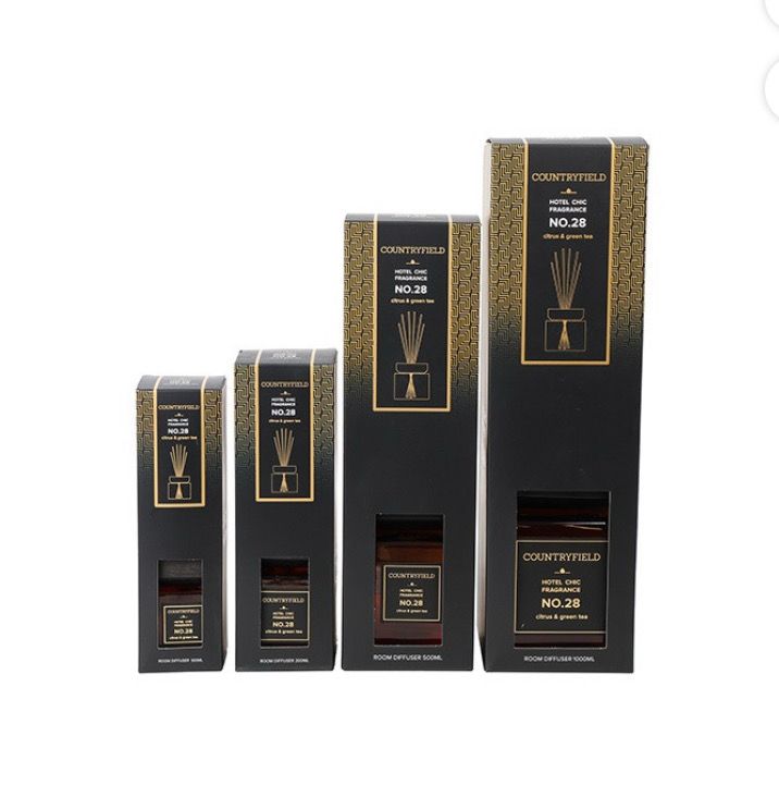Geurstokjes hotel chic citrus en green tea 500ml vierkante verpakking