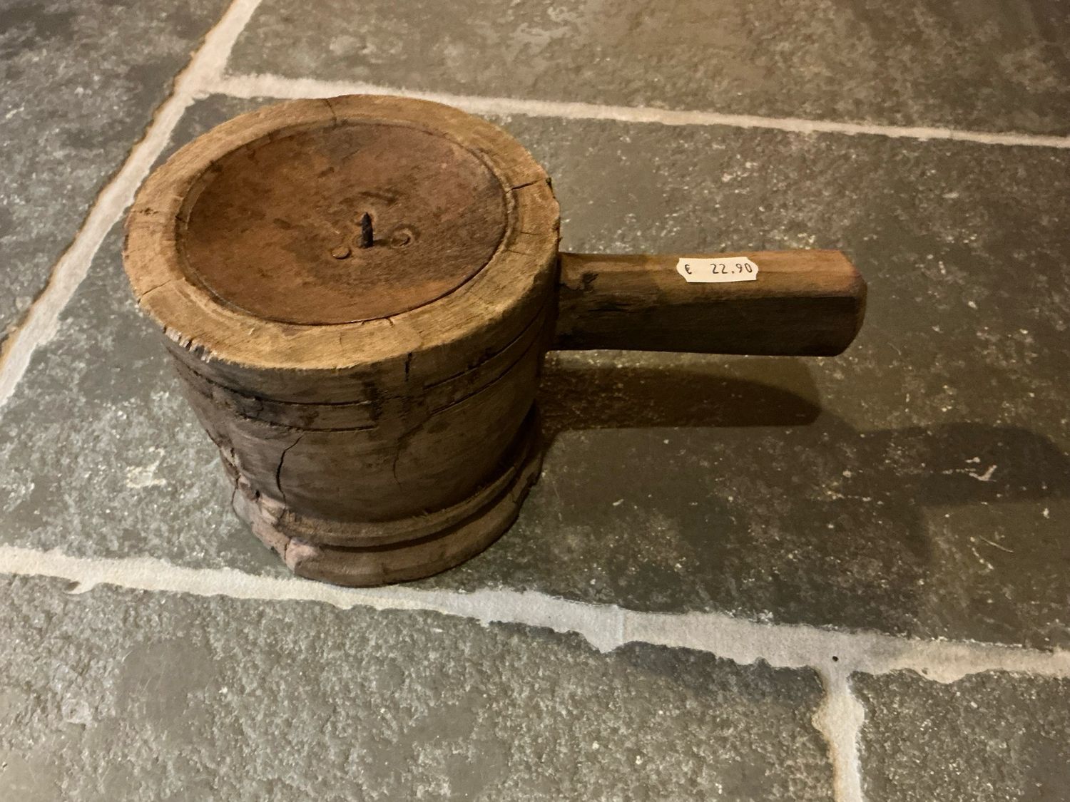 Authentieke kandelaar met handvat 12cm doorsnee