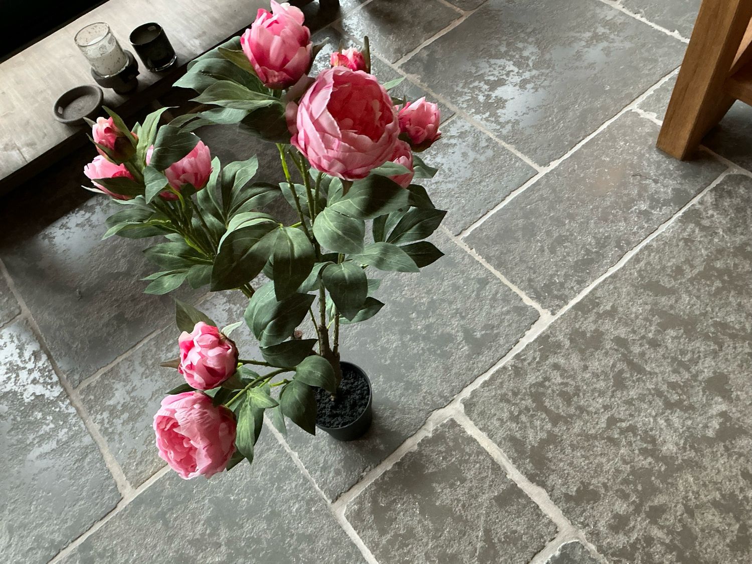 Kunstplant peony roze 90cm