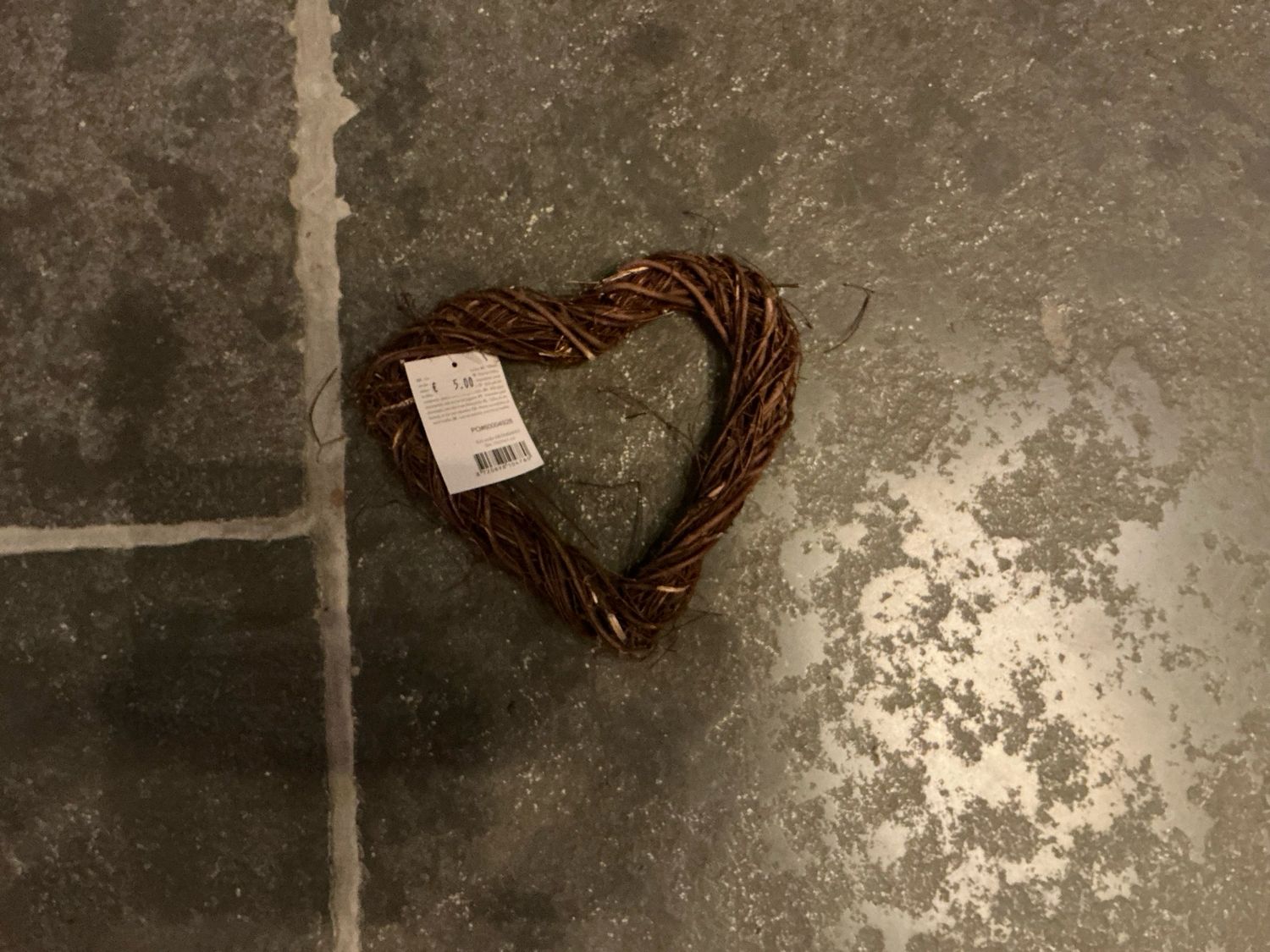 Hartje  gevlochten krans 22x20cm