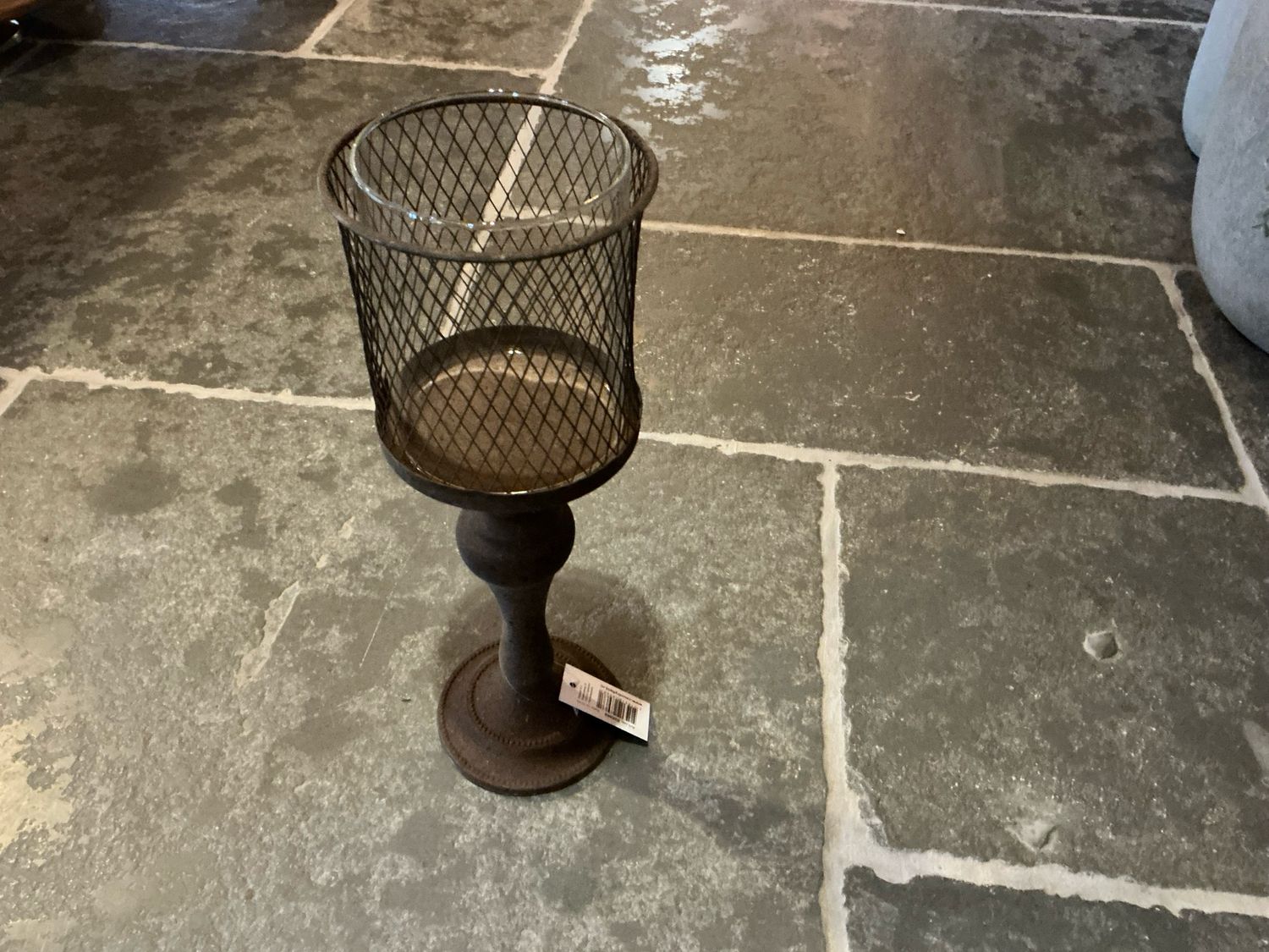 Roeste staander voor theelicht incl glas 12x34cm