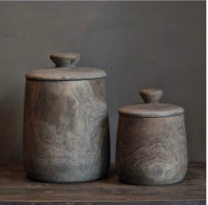 Houten pot met deksel munir 16x20cm